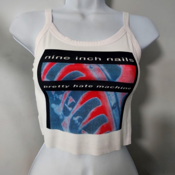Tops - Nine inch Crop Top nine inch nails tank top ribbed pretty hate machine xs-3xl
